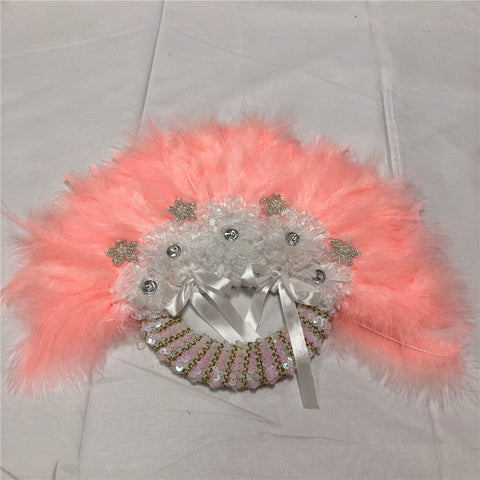 Image of Sequins Double Sided Hand Dance Feather Fans-FrenzyAfricanFashion.com