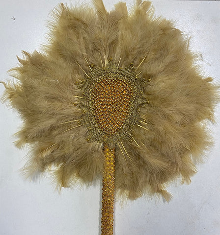 Image of Luxurious African Dance Lace Feather Fans Wedding Party-FrenzyAfricanFashion.com