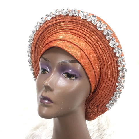 Image of Already Made Aso Oke Gele Headtie Asoebi Turban-FrenzyAfricanFashion.com