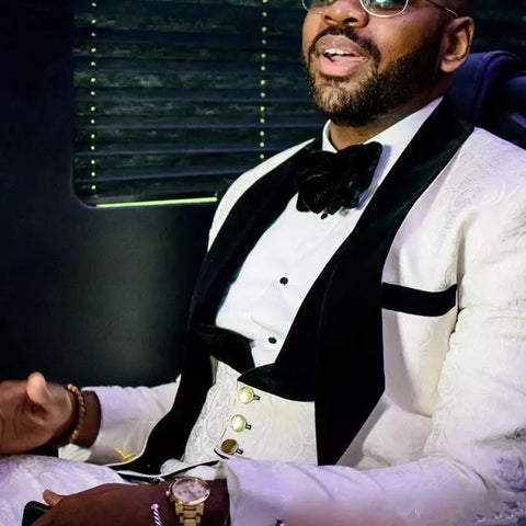 Image of Men Tuxedo Wedding Dinner Slim Fit Men Suits Black Velvet Lapel 3 Pieces-FrenzyAfricanFashion.com