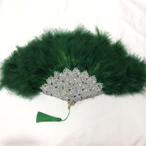 Image of Sequins Double Sided Hand Dance Feather Fans-FrenzyAfricanFashion.com