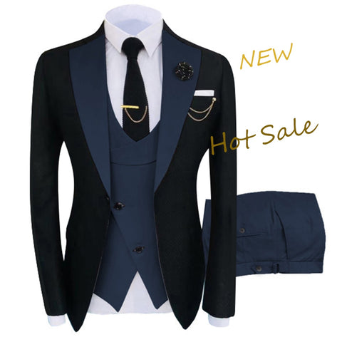 Image of New Costume Homme Popular Clothing Luxury Party Stage Men's Suit Groomsmen Regular Fit Tuxedo 3 Peice Set Jacket+Trousers+Vest-FrenzyAfricanFashion.com