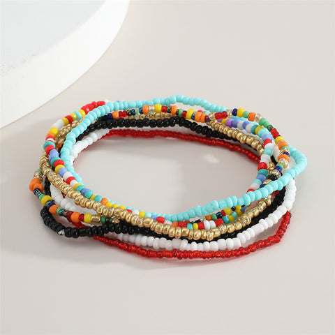 Image of Bohemian Beaded Chain Elastic Anklet Bracelet-FrenzyAfricanFashion.com
