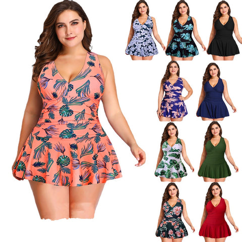 Image of Plus-size swimwear Solid color printed skirt-FrenzyAfricanFashion.com