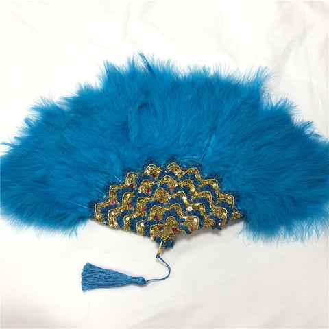 Image of Sequins Double Sided Hand Dance Feather Fans-FrenzyAfricanFashion.com