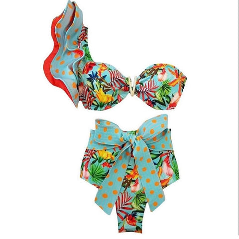 Image of One Shoulder Bikinis Set High Waist Swim Suits Beachwear-FrenzyAfricanFashion.com