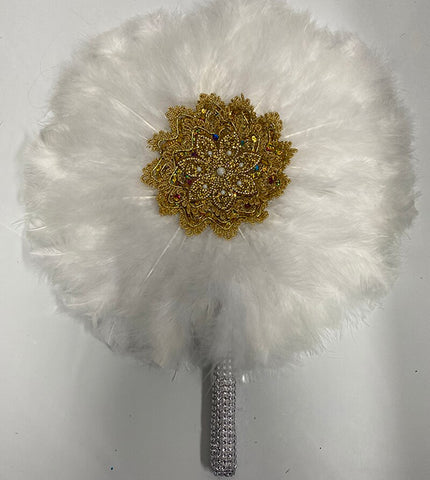 Image of Luxurious African Dance Lace Feather Fans Wedding Party-FrenzyAfricanFashion.com