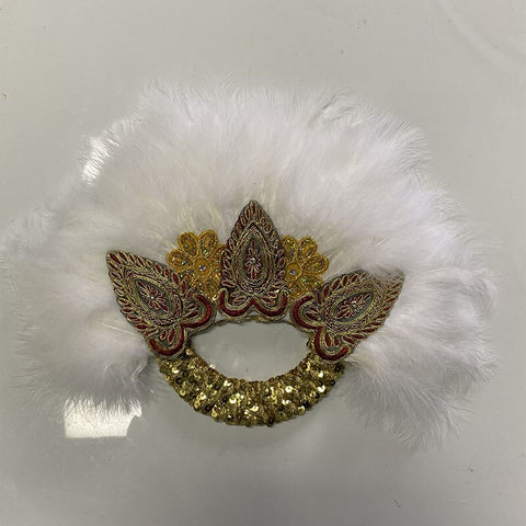 Image of Luxurious African Dance Lace Feather Fans Wedding Party-FrenzyAfricanFashion.com