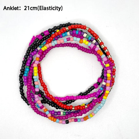 Image of Bohemian Beaded Chain Elastic Anklet Bracelet-FrenzyAfricanFashion.com