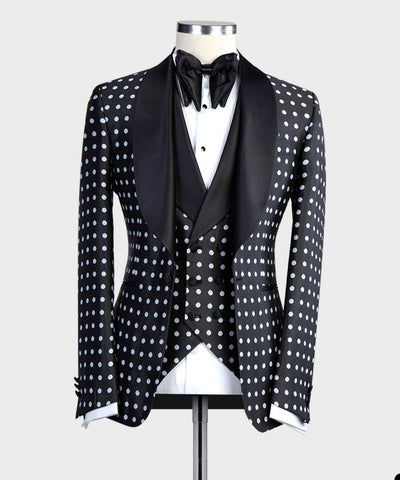 Image of Black Men Suits Tuxedo 2 Pieces Jacket Vest-FrenzyAfricanFashion.com