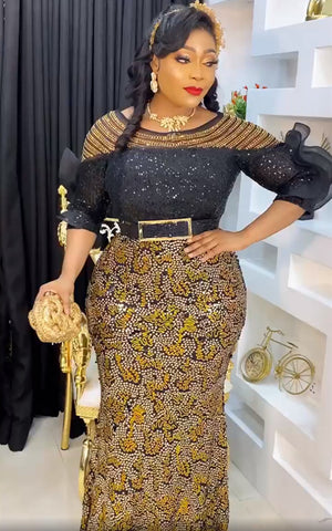 Image of Plus Size Party Long Dresses Sequin Evening Gowns-FrenzyAfricanFashion.com