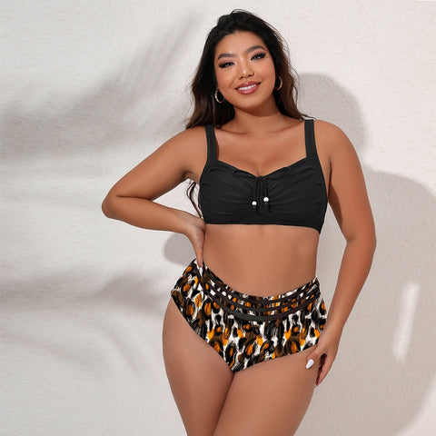 Image of Plus Size Swimwear Women's Swimsuits Large Bathing Suits Two-piece High Waist Push Up Bikini Set-FrenzyAfricanFashion.com