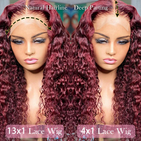 Image of Deep Wave Lace Front Wig Kinky Curly Synthetic Wigs 13x4X1 Cheap Wig Pre Plucked Natural Hair Glueless for Black Women-FrenzyAfricanFashion.com