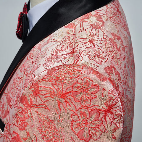 Image of Flower Pattern Suits 3 Pcs Set Dress Blazers Jacket Pants Vest Coat-FrenzyAfricanFashion.com