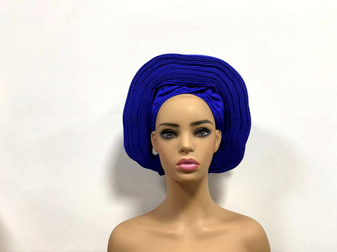 Image of Sego Gele Headtie Nigerian Headwear With Stone Beads Auto Turban Wide Trim-FrenzyAfricanFashion.com