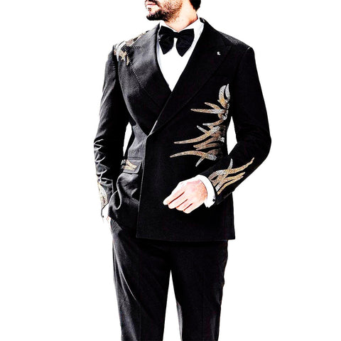 Image of Black Business Men Suits Two Pieces Jacket Pants-FrenzyAfricanFashion.com