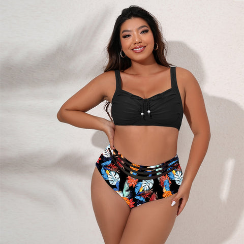 Image of Plus Size Swimwear Women's Swimsuits Large Bathing Suits Two-piece High Waist Push Up Bikini Set-FrenzyAfricanFashion.com