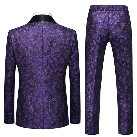 Image of Flower Pattern Suits 3 Pcs Set Dress Blazers Jacket Pants Vest Coat-FrenzyAfricanFashion.com