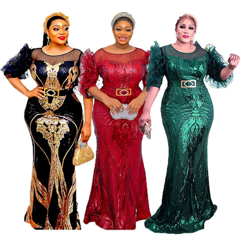 Image of Party Evening Gown Dresses Women Luxury Sequin Bodycon Mermaid Clothing-FrenzyAfricanFashion.com