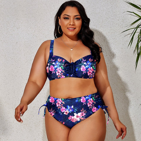 Image of Plus Size Swimwear Women's Swimsuits Large Bathing Suits Two-piece High Waist Push Up Bikini Set-FrenzyAfricanFashion.com