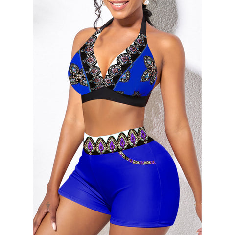 Image of Women's Halter Swimwear Two Pieces Bathing Suit Floral Printed Tankini-FrenzyAfricanFashion.com