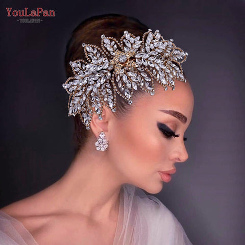 Image of Rhinestone Bridal Headband Big Flower Shape Headdress for Women Crystal Hollow Wedding Headpiece Zircon Headwear-FrenzyAfricanFashion.com