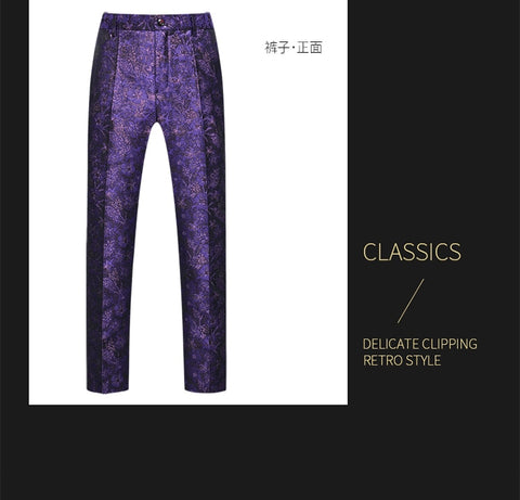 Image of Flower Pattern Suits 3 Pcs Set Dress Blazers Jacket Pants Vest Coat-FrenzyAfricanFashion.com