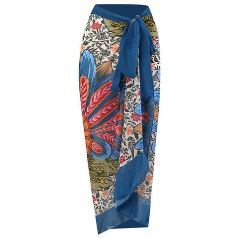 Image of One Piece Swimsuit Floral Print Beach Bathing Suit Set-FrenzyAfricanFashion.com