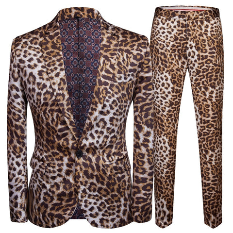 Image of Leopard Print Suit Jacket Pants Two Pieces Blazers Coat Trousers Set-FrenzyAfricanFashion.com
