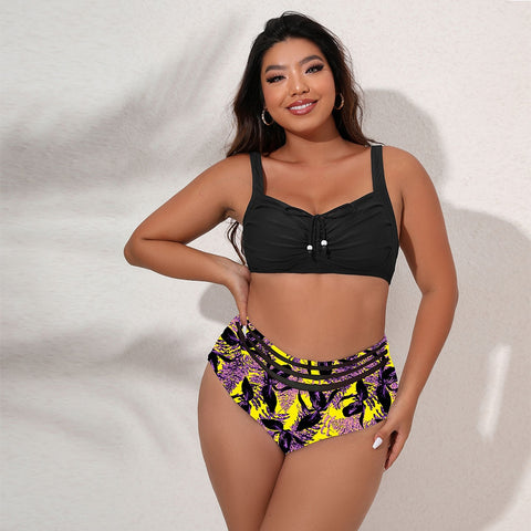 Image of Plus Size Swimwear Women's Swimsuits Large Bathing Suits Two-piece High Waist Push Up Bikini Set-FrenzyAfricanFashion.com