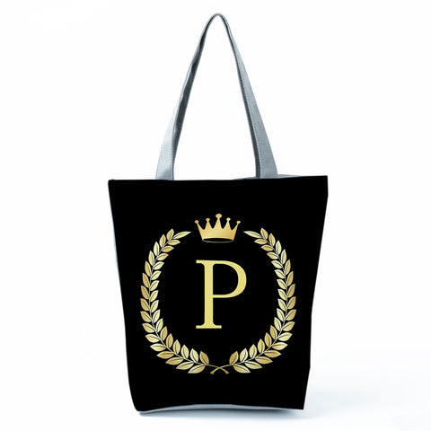 Image of Black Customized Letter Alphabets Women Tote Shoulder Handbag-FrenzyAfricanFashion.com