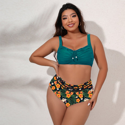 Image of Plus Size Swimwear Women's Swimsuits Large Bathing Suits Two-piece High Waist Push Up Bikini Set-FrenzyAfricanFashion.com