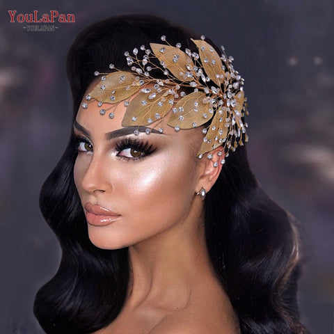 Image of Rhinestone Bridal Headband Big Flower Shape Headdress for Women Crystal Hollow Wedding Headpiece Zircon Headwear-FrenzyAfricanFashion.com