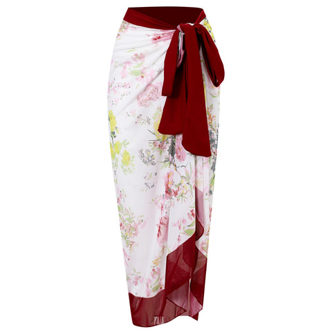 Image of One Piece Swimsuit Floral Print Beach Bathing Suit Set-FrenzyAfricanFashion.com