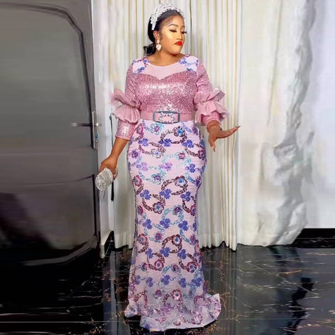 Image of Women Plus Evening Mermaid Dresses Wedding Party Long Luxury Sequin Gown Bodycon-FrenzyAfricanFashion.com