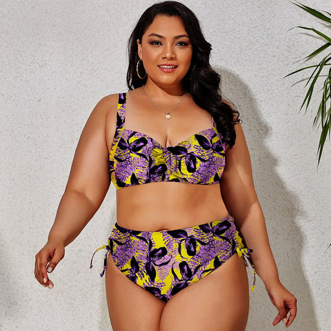 Image of Plus Size Swimwear Women's Swimsuits Large Bathing Suits Two-piece High Waist Push Up Bikini Set-FrenzyAfricanFashion.com