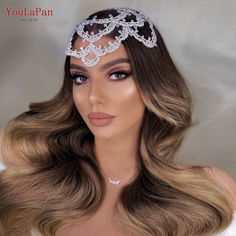Image of Rhinestone Bridal Headband Big Flower Shape Headdress for Women Crystal Hollow Wedding Headpiece Zircon Headwear-FrenzyAfricanFashion.com