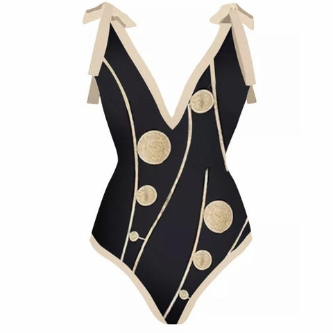 Image of One Piece Swimsuit Floral Print Beach Bathing Suit Set-FrenzyAfricanFashion.com