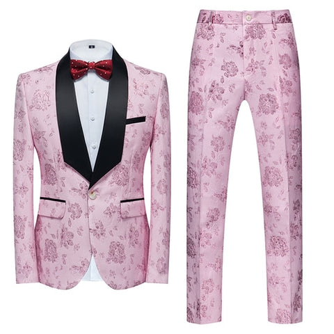Image of Flower Pattern Suits 3 Pcs Set Dress Blazers Jacket Pants Vest Coat-FrenzyAfricanFashion.com