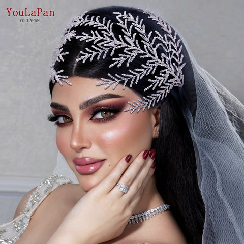 Image of Rhinestone Bridal Headband Big Flower Shape Headdress for Women Crystal Hollow Wedding Headpiece Zircon Headwear-FrenzyAfricanFashion.com