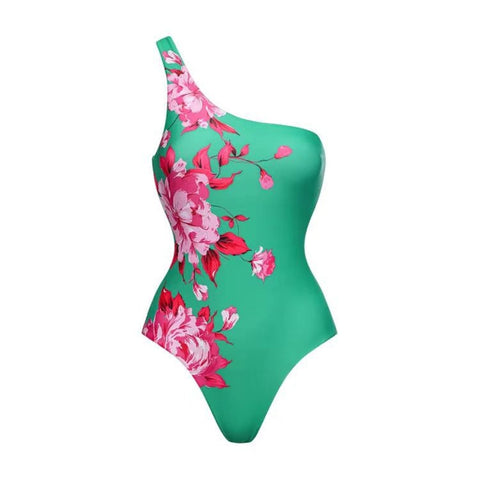 Image of One Piece Swimsuit Floral Print Beach Bathing Suit Set-FrenzyAfricanFashion.com