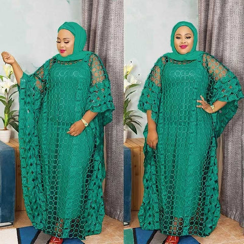 Image of Women Half Sleeve Polyester Long Evening Dresses-FrenzyAfricanFashion.com