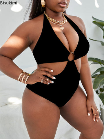 Image of Plus Size Swimsuits Ladies Printed Sexy One Piece Swimsuit Women Holiday Beachwear Bathing Suit Bikinis 2023-FrenzyAfricanFashion.com