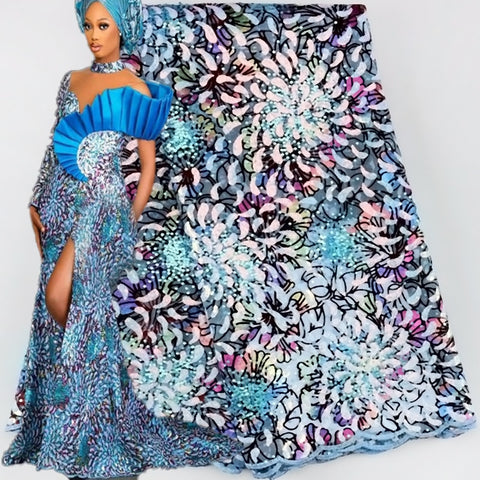 Image of Tulle Lace Fabric Luxury Sequins Mesh-FrenzyAfricanFashion.com