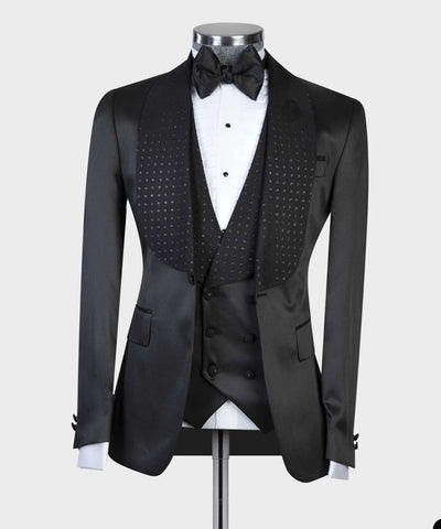 Image of Elegant Black Men Suits Two Pieces Jacket Wedding Formal Men Occasion wear-FrenzyAfricanFashion.com