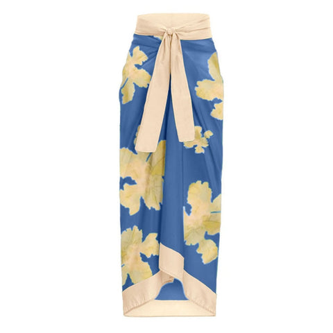 Image of One Piece Swimsuit Floral Print Beach Bathing Suit Set-FrenzyAfricanFashion.com