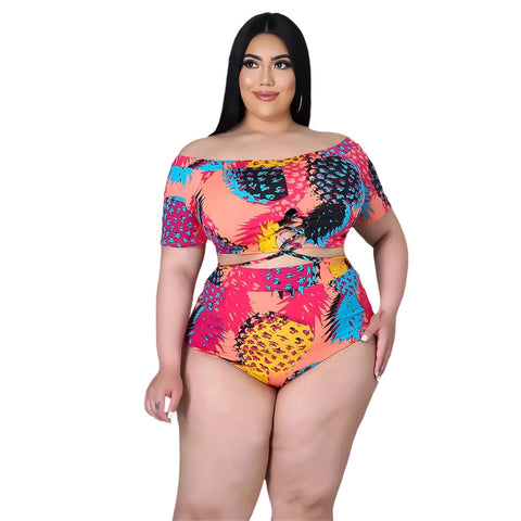 Image of Swimsuits Women Beach Shorts Two Piece Set Plus Size Swimwear-FrenzyAfricanFashion.com
