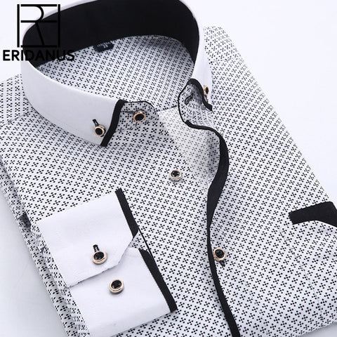 Image of Jenkins Dress Shirt Long Sleeve Slim Fit Button Down Collar Business Shirts-FrenzyAfricanFashion.com