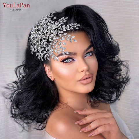 Image of Rhinestone Bridal Headband Big Flower Shape Headdress for Women Crystal Hollow Wedding Headpiece Zircon Headwear-FrenzyAfricanFashion.com