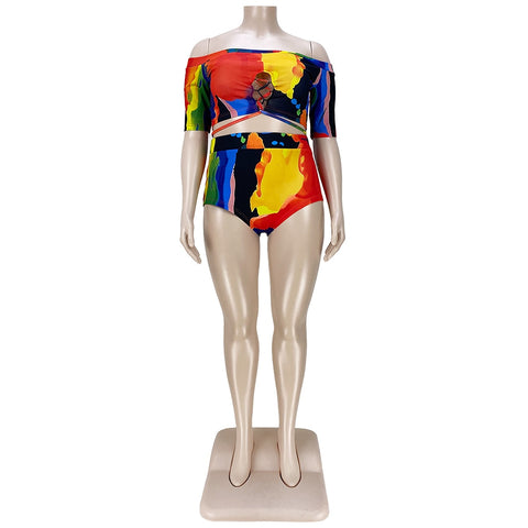 Image of Swimsuits Women Beach Shorts Two Piece Set Plus Size Swimwear-FrenzyAfricanFashion.com